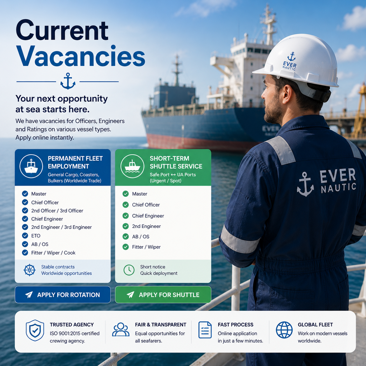 EverNautic maritime vacancies and seafarer recruitment support